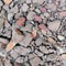 Concrete debris cement pieces construction waste wreckage of a demolished building broken house wall brick plaster rubble photo