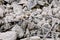 Concrete debris stacked into a wall