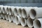 Concrete drainage pipe stacked in contruction site