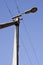 Concrete electric pole. Power supply industry.