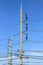 Concrete electricity post on blue sky background