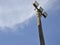 Concrete lamppost with three lamps in Brazilian clubre, Brazil, South America