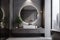 concrete luxury bathroom mirror interior home faucet gray sink design room. Generative AI.