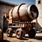 Concrete mixer, cement mixer, vehicle during construction building site to make cement