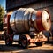 Concrete mixer, cement mixer, vehicle during construction building site to make cement