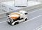 Concrete mixer electric truck driving on the highway