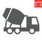 Concrete mixer glyph icon, construction and vehicle, cement mixer truck sign vector graphics, editable stroke solid icon