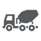 Concrete mixer truck glyph icon, transport and build, construction vehicle sign, vector graphics, a solid pattern