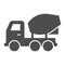 Concrete mixer truck solid icon. Heavy machine, cement blender vehicle symbol, glyph style pictogram on white background