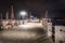 Concrete pier at night in PortoroÅ¾, Slovenia