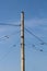 Concrete pillar anchored with steel cables