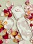 Concrete pink marbled trays with rose petals