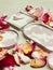 Concrete pink marbled trays with rose petals