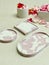 Concrete pink marbled trays with rose petals