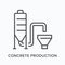 Concrete production flat line icon. Vector outline illustration of construction plant. Black thin linear pictogram for