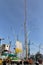 Concrete pumps and cranes at a construction fair in Germany