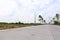 Concrete road with plant and lighing pole