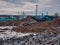 Concrete rubble at the cleared site of the Wirral Waters development in Birkenhead, Wirral, UK