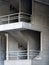 Concrete staircase and balcony in an old brutalist type building