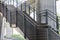 Concrete stairs are metal handrails