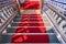 Concrete stairs painted red of temple