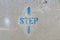 Concrete Step Sign Stencil with up and down arrows