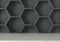 Concrete table and hexagons shelf background, 3D rendering