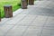 Concrete walk way under wooden lath