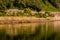 Concrete wall shoreline of river