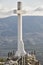 Concrete white cross viewpoint in Jaen. Santa Catalina castle