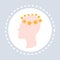 Concussion dizziness concept human head icon healthcare medical service logo medicine and health symbol flat