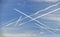 Condensation trails of airliners