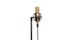 Condenser microphone with cable, shockmount and stand isolated on white