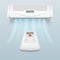 Conditioner with fresh air streams. Climate control in home and office vector illustration