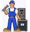 Conditioner Furnace Specialist  cartoon mechanic art illustration