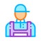 Conditioner Repairman Worker Vector Thin Line Icon