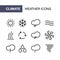 Conditioning icons set for simple flat style weather ui design