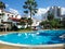 Condo courtyard pool on a hot summer day