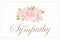 Condolences sympathy card floral cream pink rose bouquet and lettering