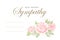 Condolences sympathy card floral cream pink rose bouquet and lettering