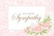 Condolences sympathy card floral cream pink rose bouquet and lettering