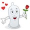 Condom Character with Red Rose