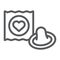 Condom line icon, valentine and holiday, protect rubber sign, vector graphics, a linear pattern on a white background