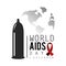 Condom and red ribbon to world aids day