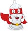 Condom Superhero Cartoon Character