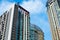 Condominium and clear blue skies at Sukhumvit road, Prakanong Bangkok, Thailand