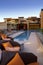 Condominium homes outdoor plaza patio and pool