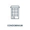 Condominium icon. Line style symbol from real estate icon collection. Condominium creative element for logo, infographic