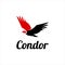 Condor logo simple flying abstract bird silhouette vector