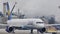 Condor plane in Munich Airport, close-up view after defrosting